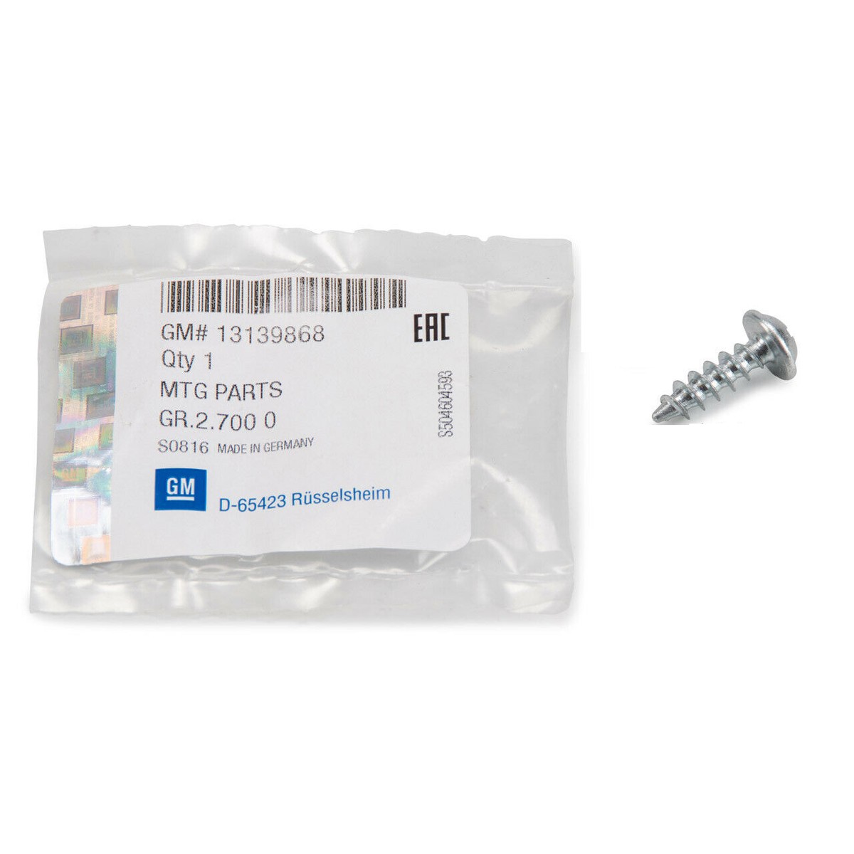 Vauxhall Number Plate Screw - 13139868