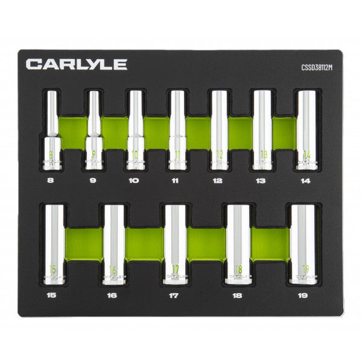 12pc 3/8 Drive 12 point deep socket set 8mm to 19mm - CSSD38112M