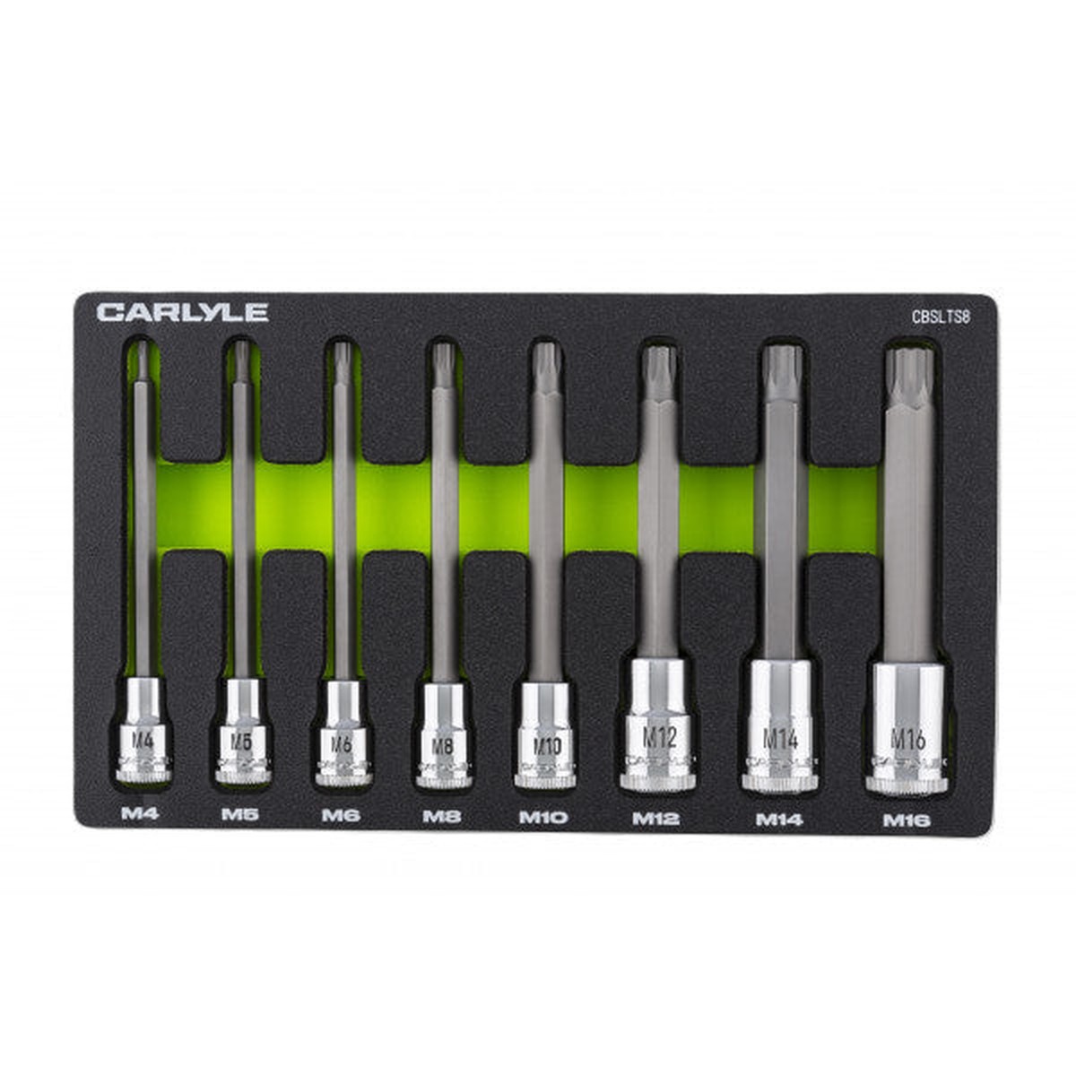 Carlyle Hand Tools 8 PC LONG TRIPLE SQUARE BIT SET M4 - M16 - CBSLTS8