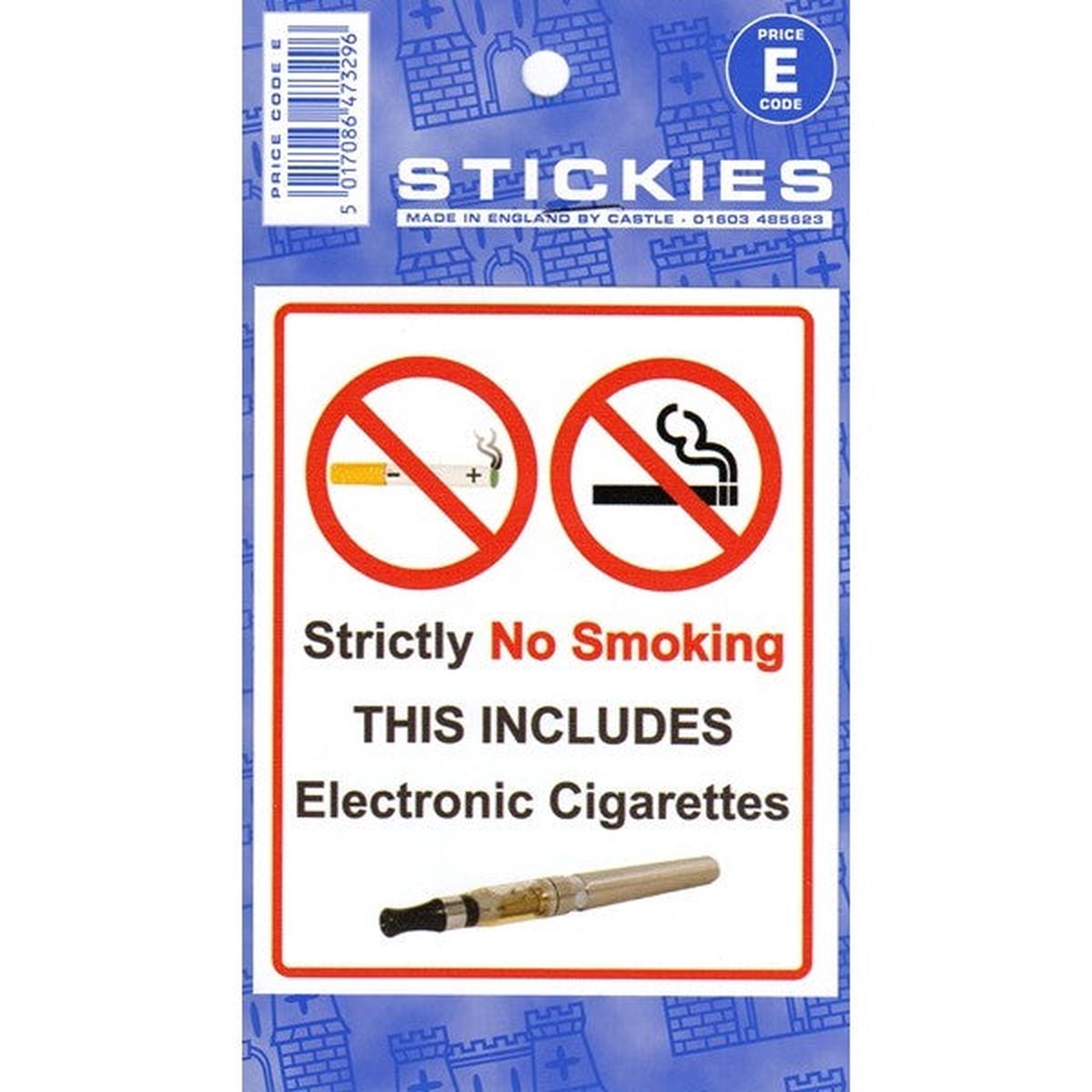 Indoor Vinyl Sticker - White - No Electronic Cigarettes - V552