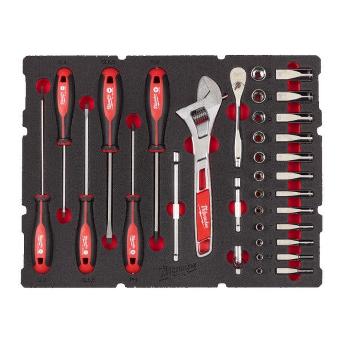 1/4in. drive ratchet, socket, screwdriver and wrench set PACKOUT foam insert - 35pc - 4932480717