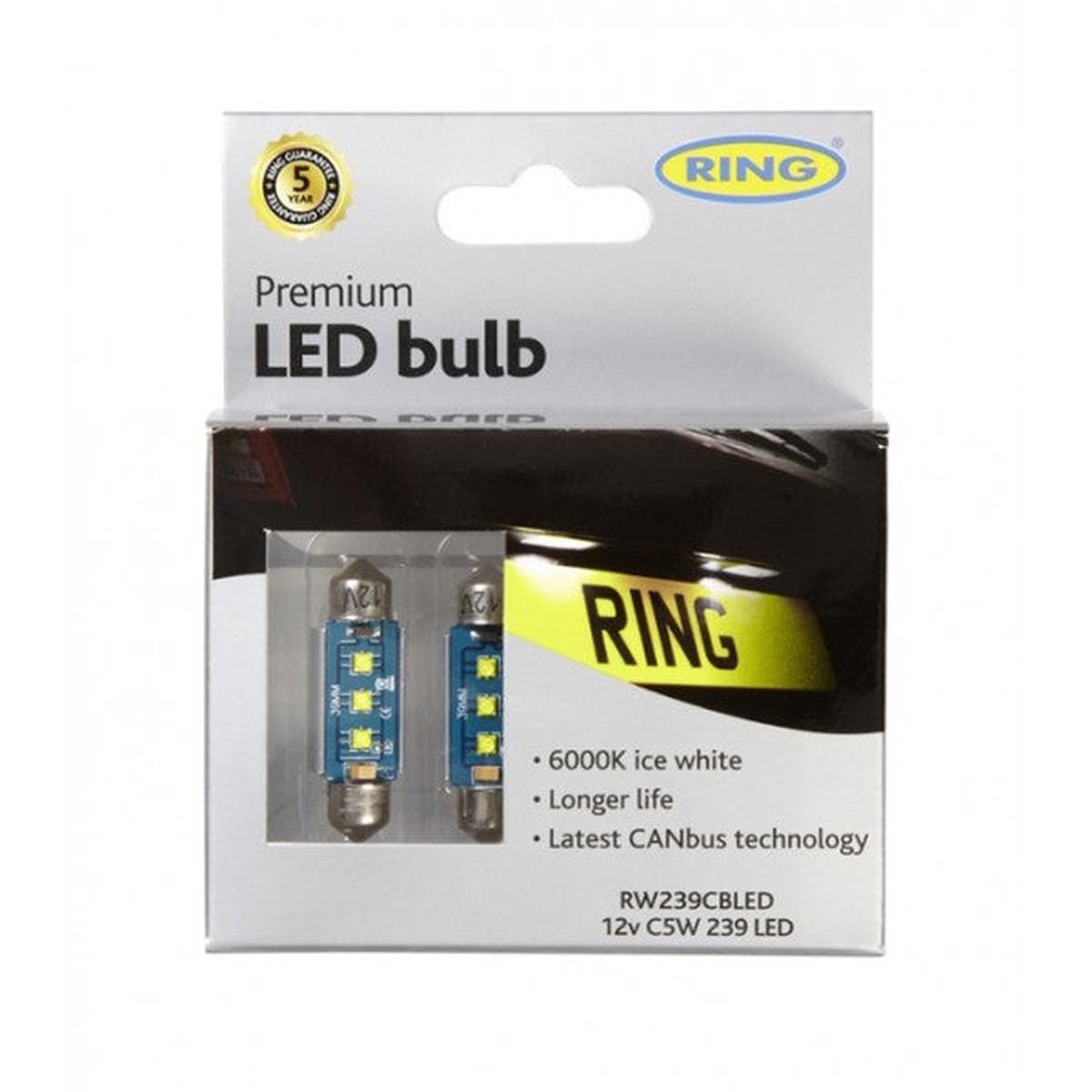 Ring LED Bulb - 12V C5W 6000K-LED - Long Life - RW239CBLED