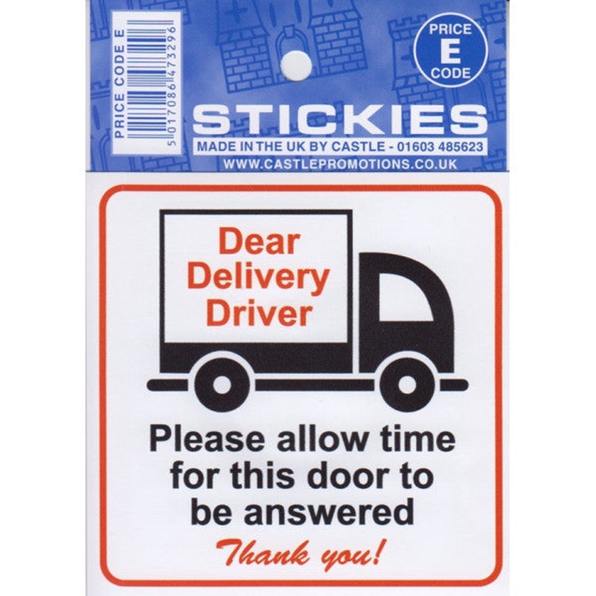 Castle Promotions ALLOW TIME TO ANSWER DOOR STICKER - V658