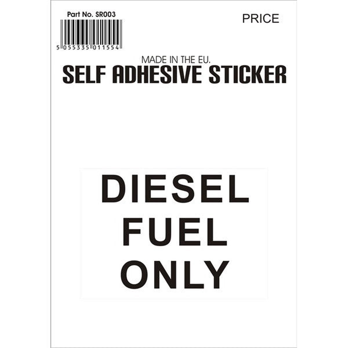 Castle Promotions Outdoor Vinyl Sticker - Black - Diesel Fuel Only - V95