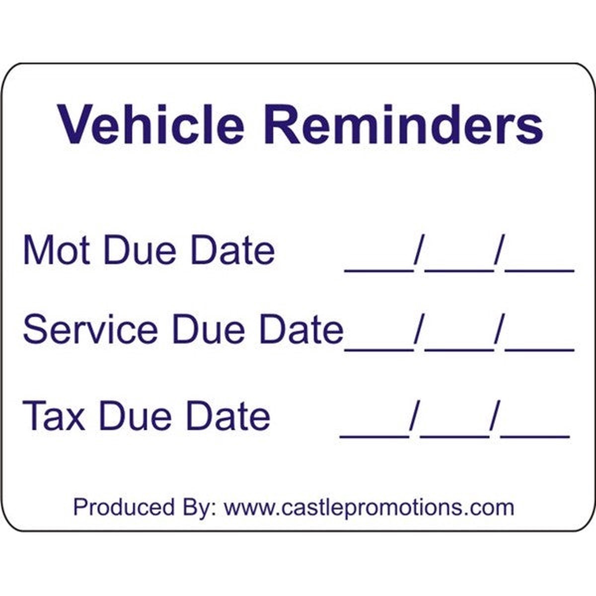 Castle Promotions Outdoor Vinyl Sticker - White - Mot Reminder - V469