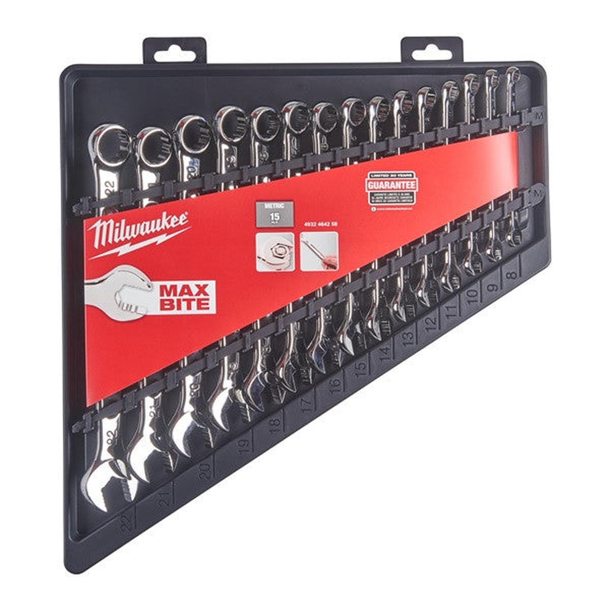 Milwaukee MAX BITE Metric Combination Spanner Set 8-22m (15pc) - 4932464258