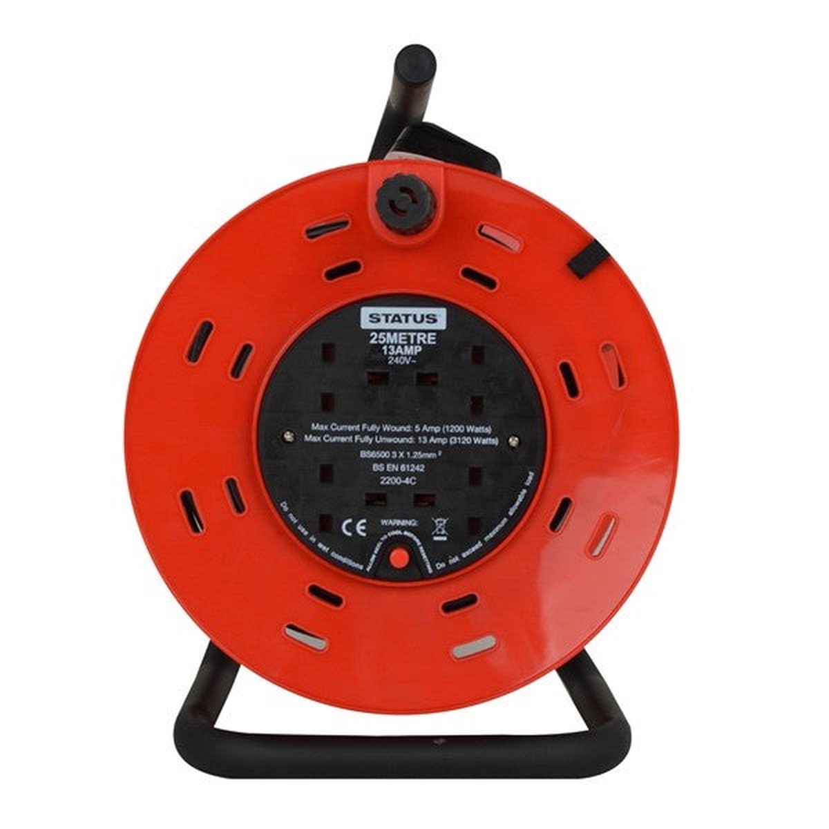 Status 4 Way Open Frame Cable Reel - Red - 25m - S25M13ACR2