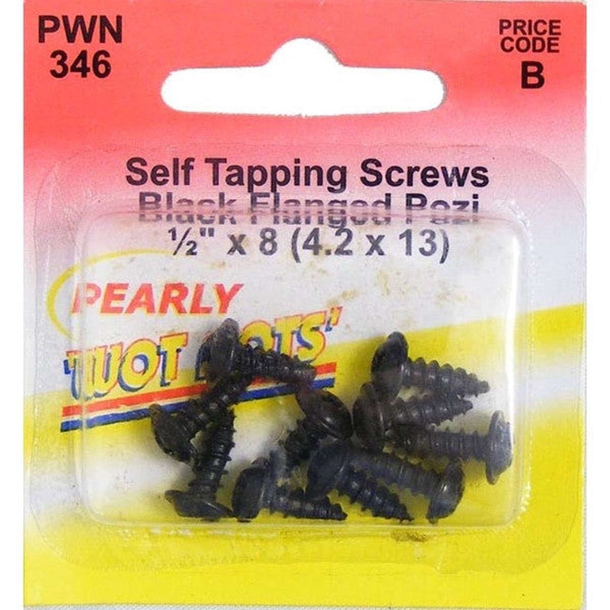 Wot-nots Screw Self Tap Flanged - 1/2in. x 8 Black - Pack of 10 - PWN346