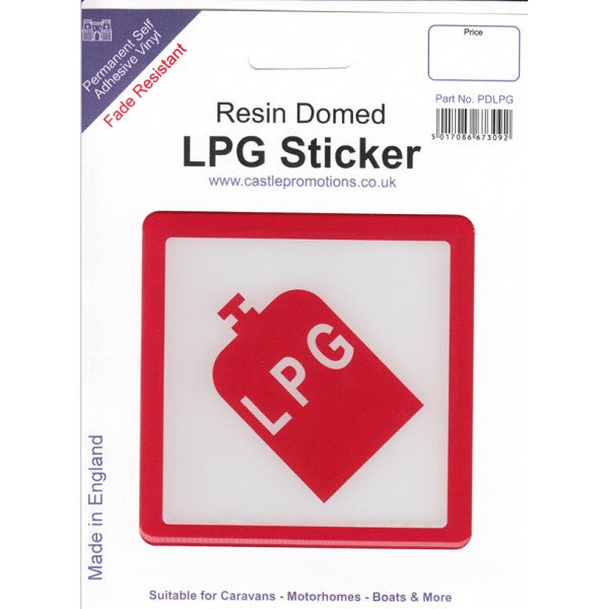 Outdoor Vinyl Sticker - LPG On Board Domed Resin Sticker - PDLPG