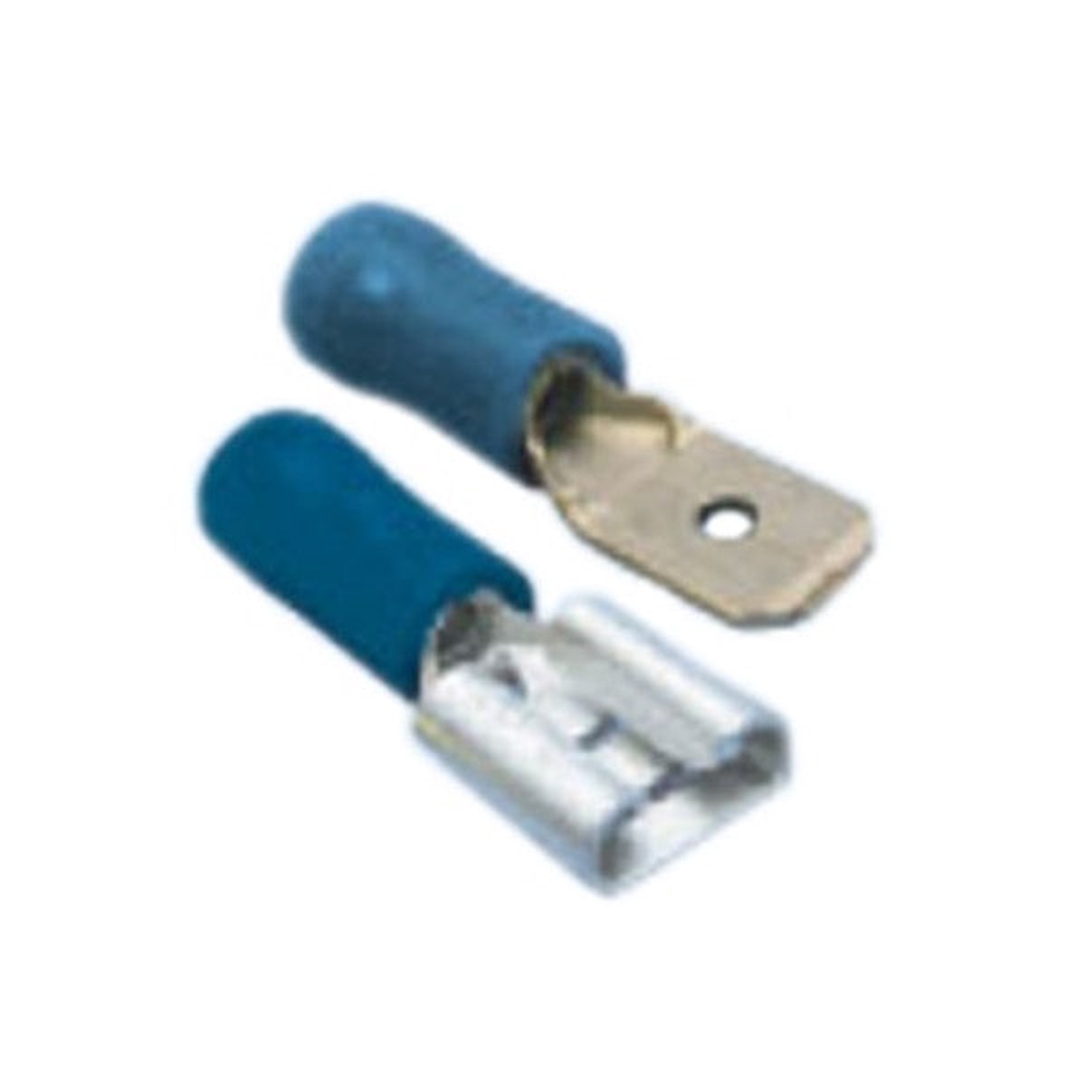 Wot-nots Wiring Connectors - Blue - Male/Female Slide-On - 6.3mm - Pack of 15 - PWN798