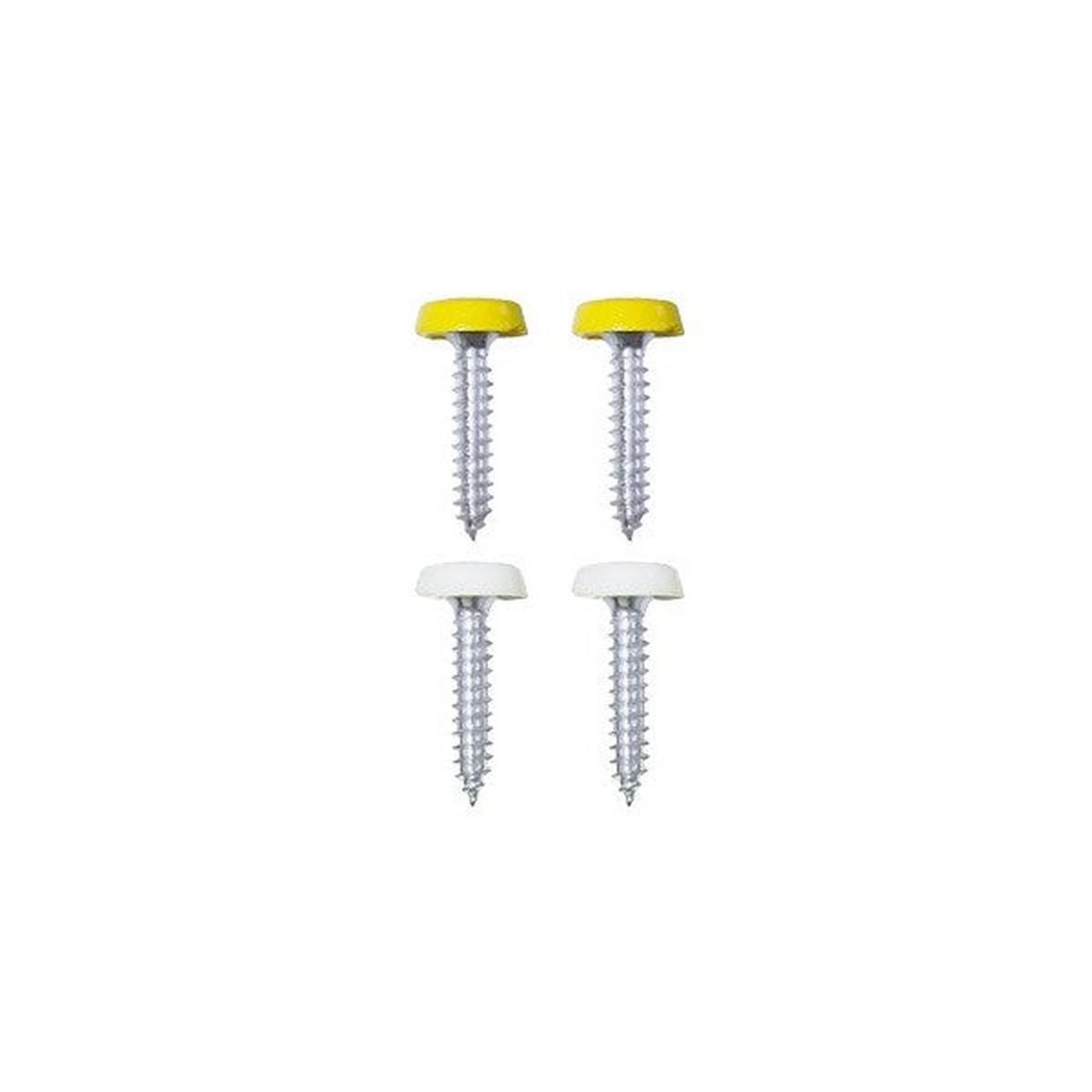 Wot-nots Number Plate Plastic Top Screws - White & Yellow - Pack Of 4 - PWN566