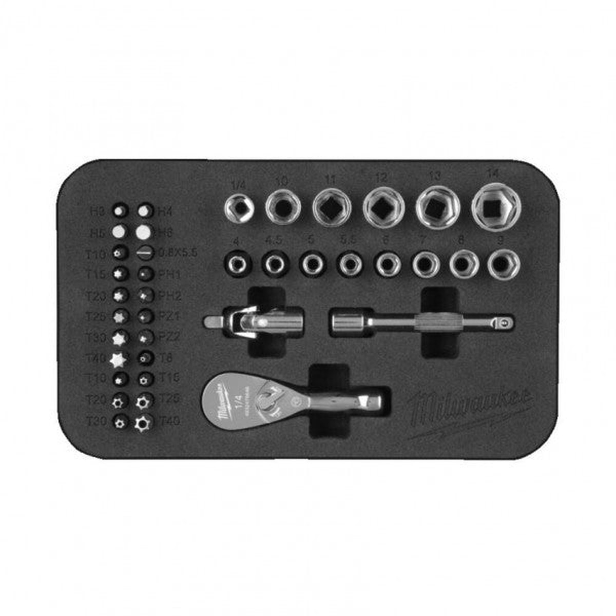 Milwaukee 1/4in. Compact Ratchet Set 39 PC - 4932492672