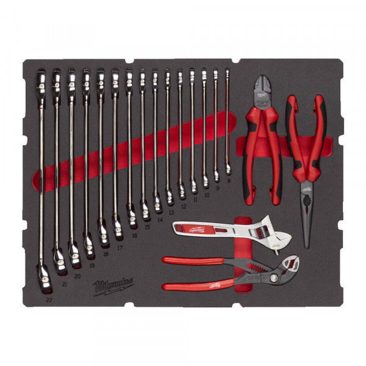 Milwaukee MAX BITE Spanner and Plier Set PACKOUT Foam Insert 19 pc - 4932493339