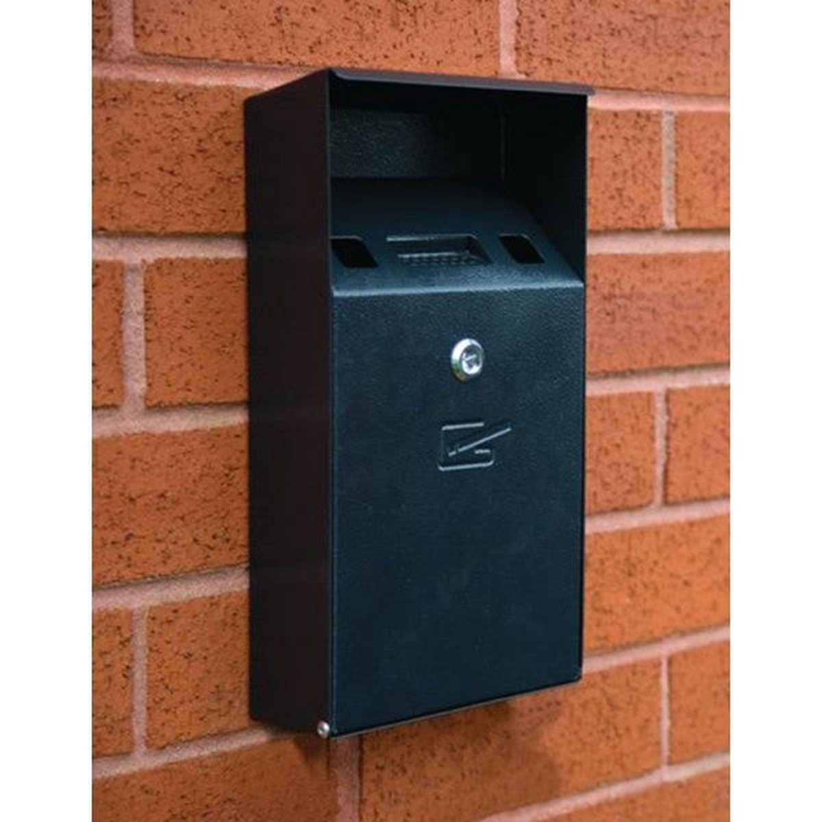 Wall Mountable Compact Cigarette Bin - Black Textured Finish - FWAS0009