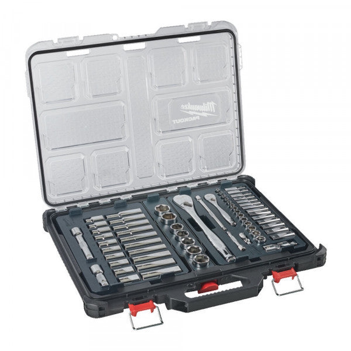 Milwaukee PACKOUT 1/4in. & 1/2in. Ratchet and Socket Set - 63 pc - 4932493661