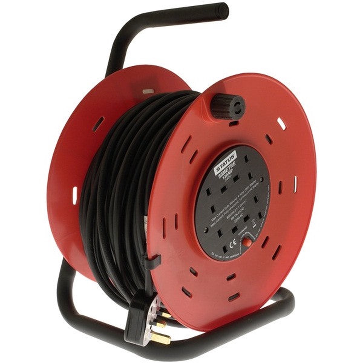 Status 4 Way Open Frame Cable Reel - Red - 50m - S50M13ACRX1