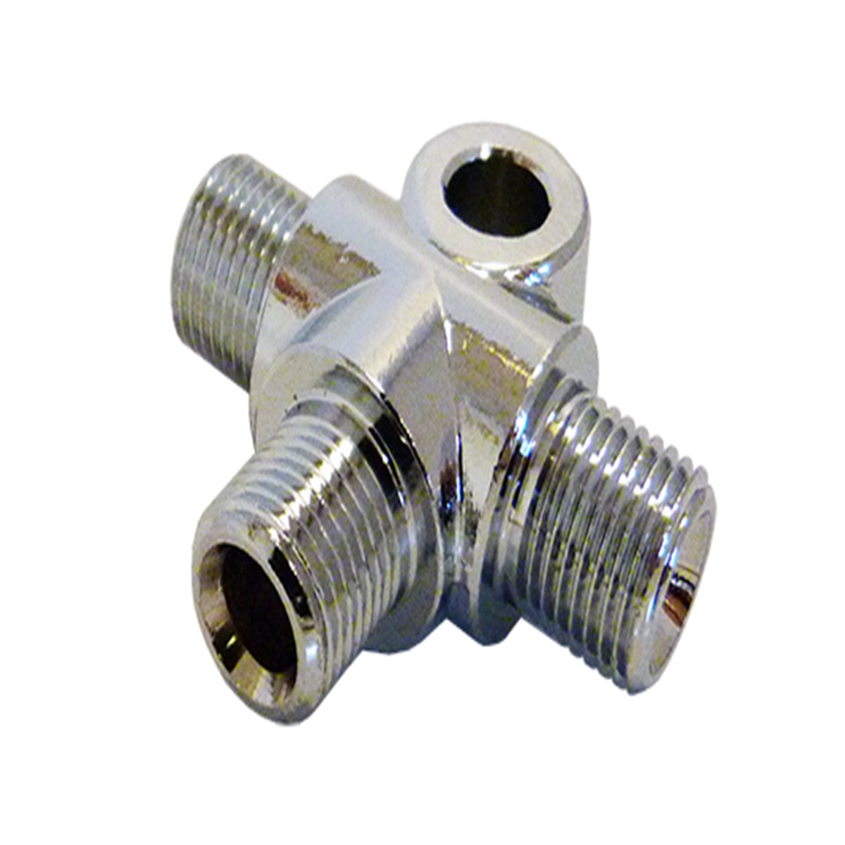 3-WAY JOINING PIECE CONNECTOR WITH M6 MOUNT FOR AS3 VENHILL BRAKE AND CLUTCH LINES CHROME