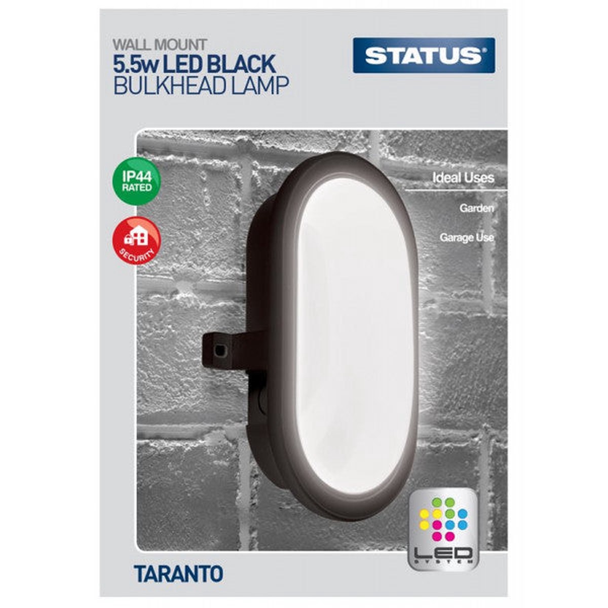 Status Taranto LED Bulkhead Fitting - Black - 5.5W - SLEDBLKBHBX2