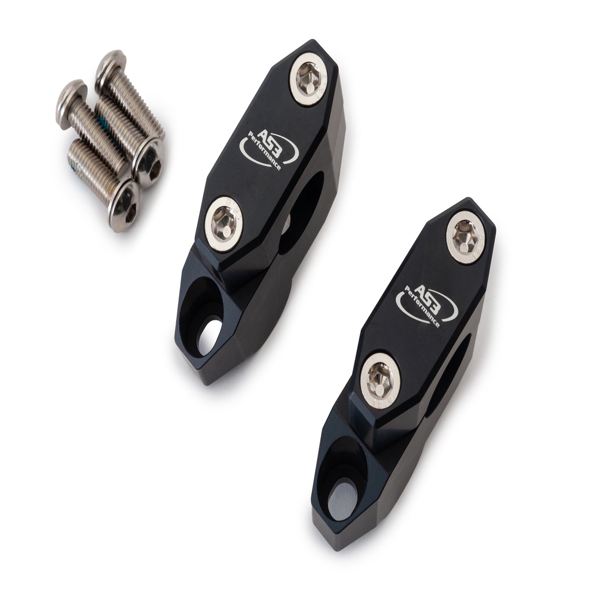 AS3 PERFORMANCE 22.2MM HANDLEBAR BAR RAISERS RISERS KIT +26mm OFFSET 20mm BLACK