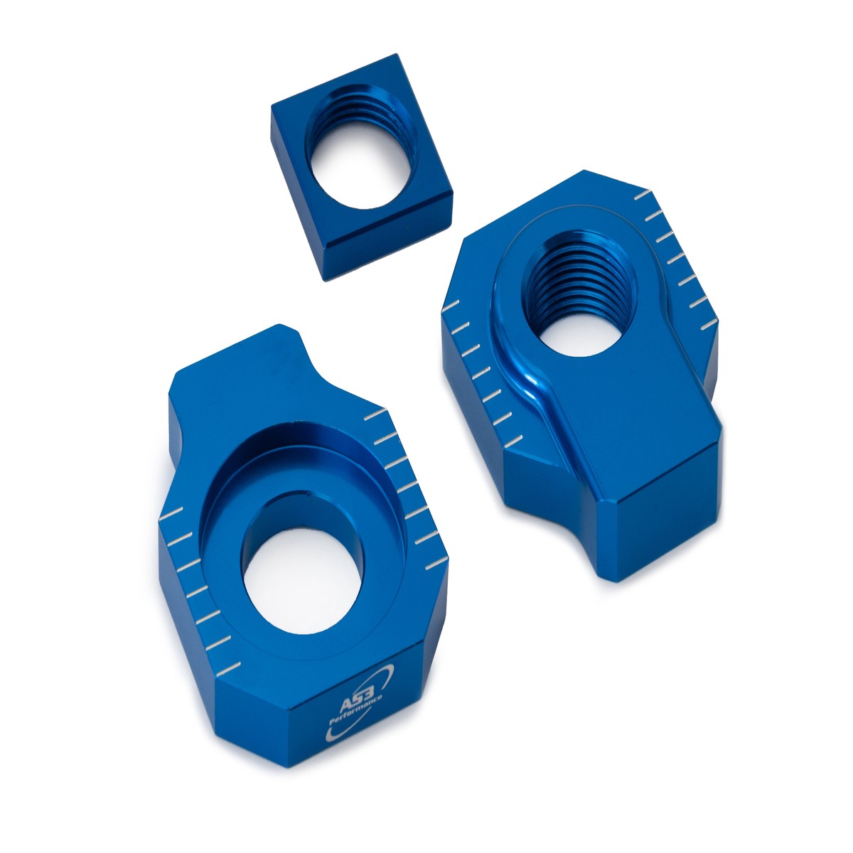 HUSQVARNA TC 85 2014 AS3 CHAIN ADJUSTERS AXLE BLOCKS BLUE