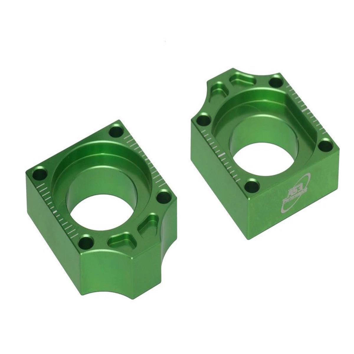 KAWASAKI KX 125 250 2003-2008 KX 250 F 2004-2016 KX 450 F 2006-2015 AS3 CHAIN ADJUSTERS REAR AXLE BLOCKS GREEN