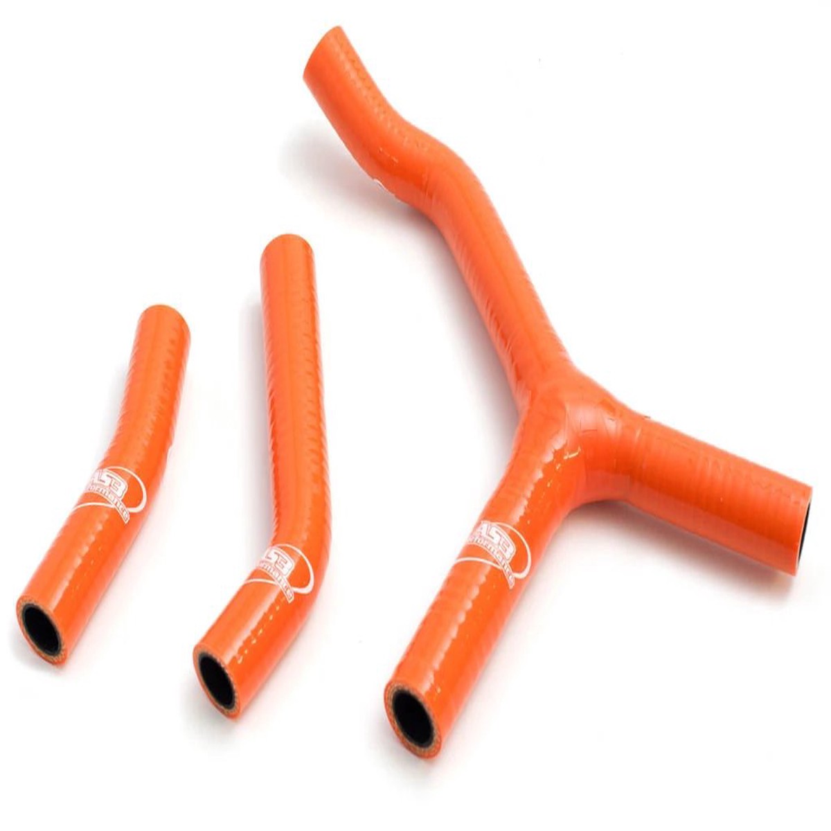 KTM 250 300 EXC 2004-2007 AS3 (THERMOSTAT BYPASS) SILICONE RADIATOR HOSES ORANGE