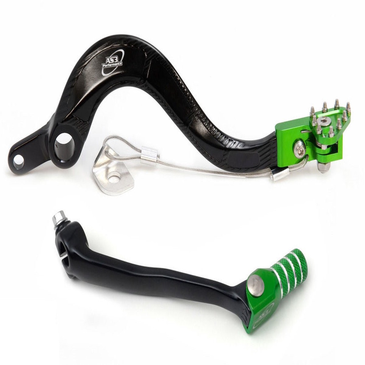 KAWASAKI KX 450 F 2016-2025 KX 450 X 2022-2025 AS3 FORGED GEAR LEVER & REAR BRAKE PEDAL GREEN