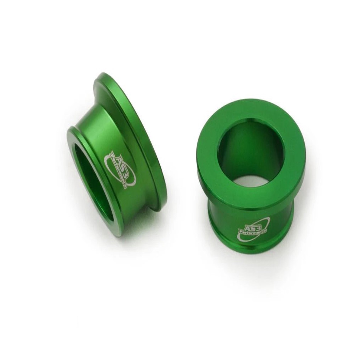 KAWASAKI KX 80 85 100 112 1998-2023 AS3 PERFORMANCE REAR WHEEL SPACERS GREEN