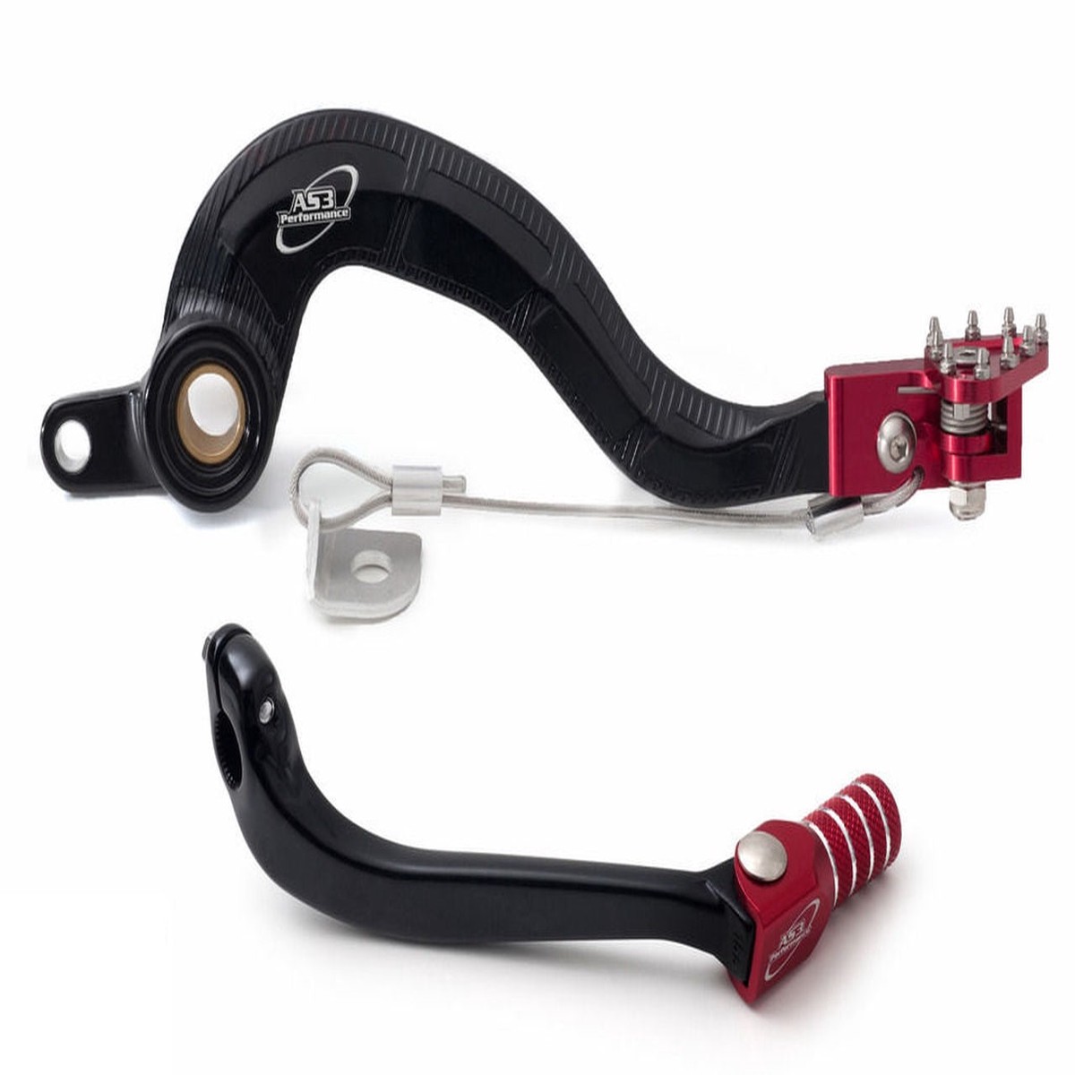 SUZUKI RMZ 250 2007-2011 AS3 FORGED GEAR LEVER & REAR BRAKE PEDAL COMBO SET RED