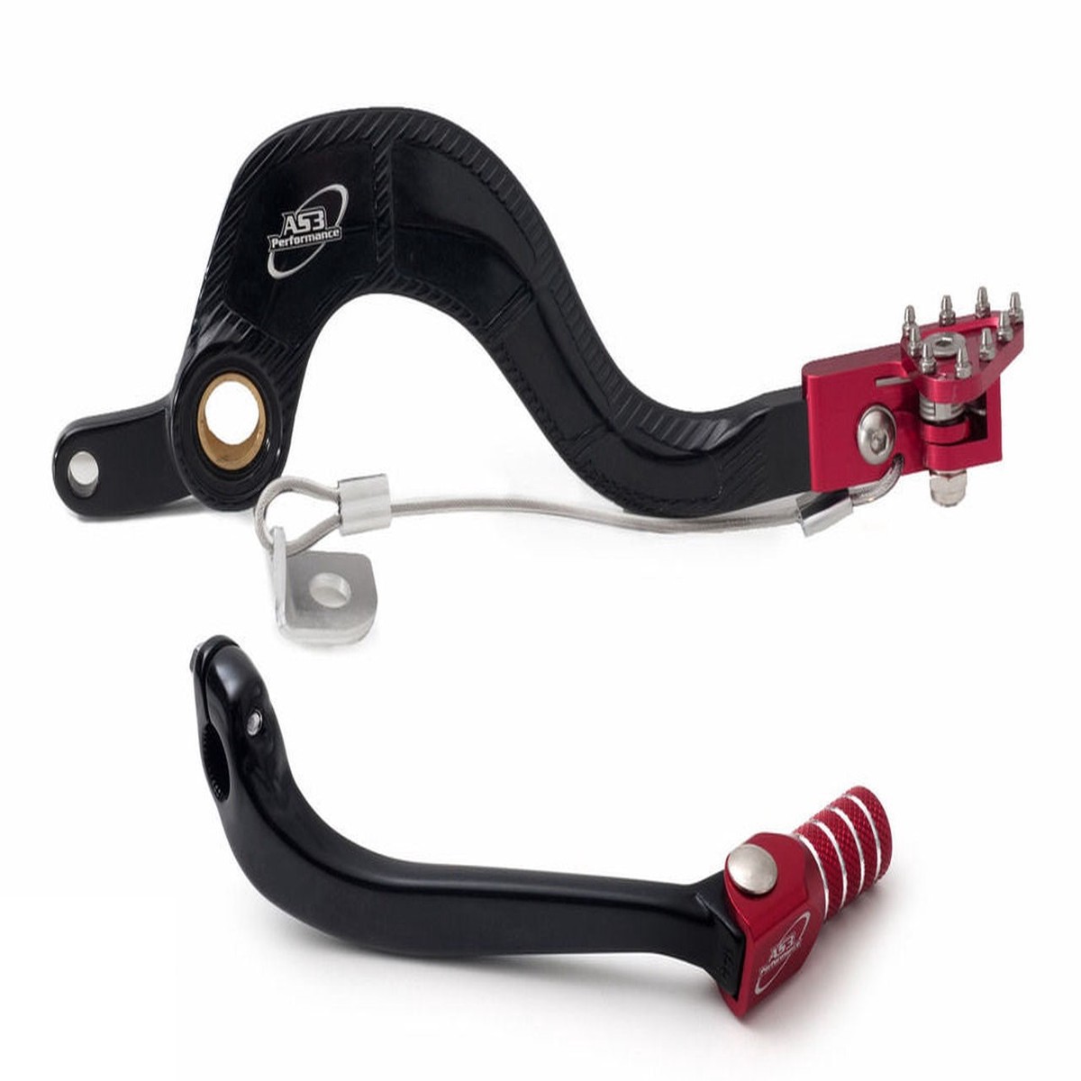 SUZUKI RMZ 250 2012-2024 AS3 FORGED GEAR LEVER & REAR BRAKE PEDAL COMBO SET RED