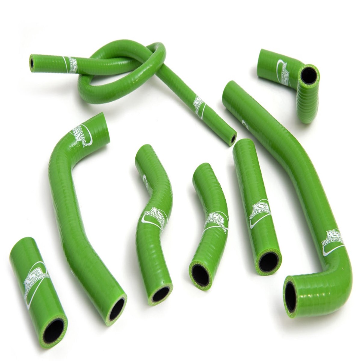 KAWASAKI KX 500 1988-2004 AS3 PERFORMANCE SILICONE RADIATOR HOSES GREEN