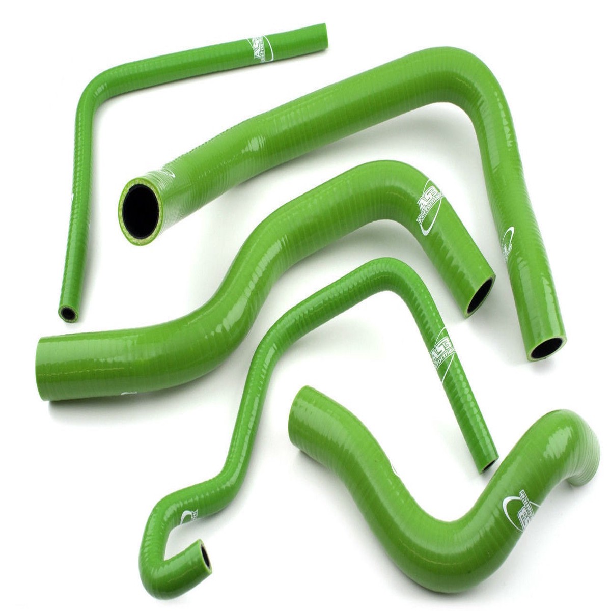 KAWASAKI ZX6R 1998-2002 AS3 PERFORMANCE SILICONE RADIATOR HOSES GREEN