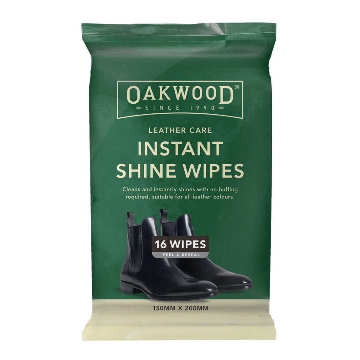 Oakwood Instant Shine Leather Wipes - 16 Pack