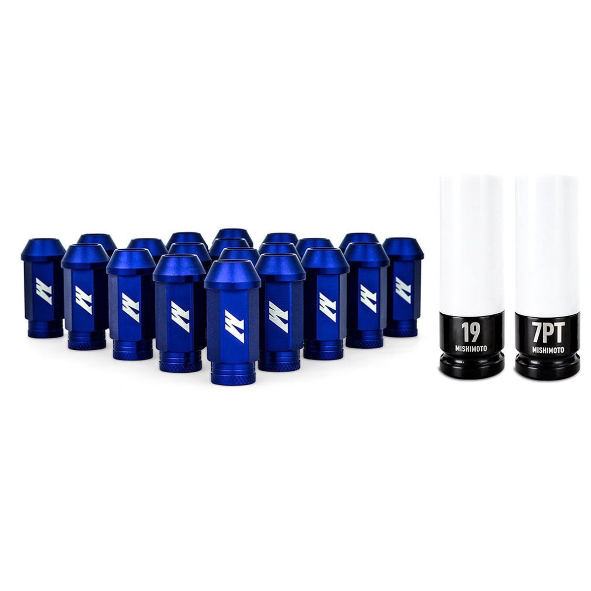 Aluminum Locking Lug Nuts M12x1.25, 20pc Set, Blue  MMLG-125-20LBL