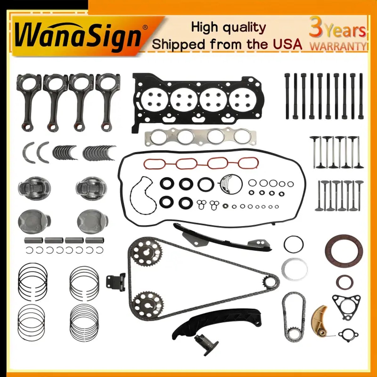 2008-2020 2ZR-FXE 1.8L Head Gasket Set Timing Chain Kit For Toyota Corolla/Im C-HR