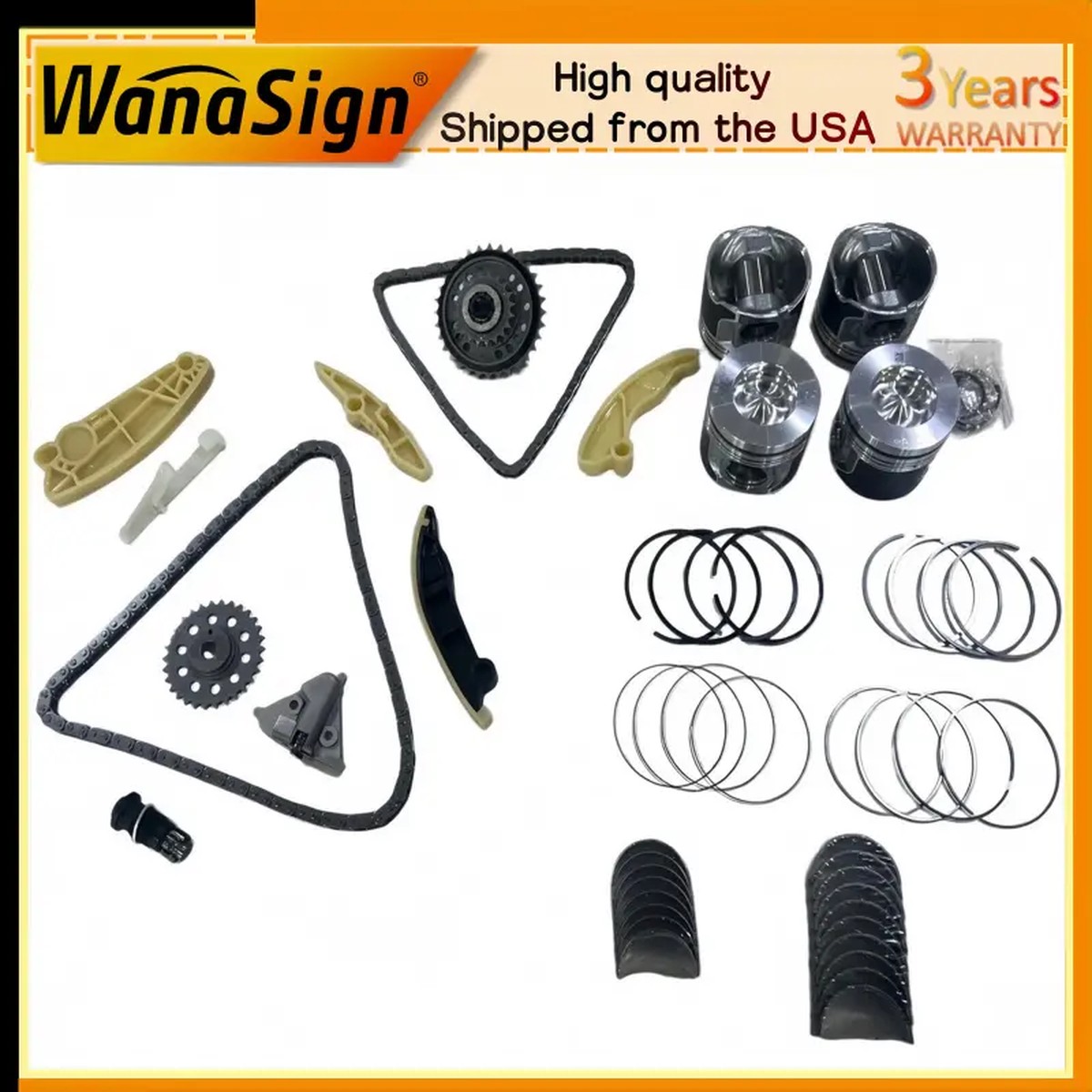 204DTD 2.0T Engine Rebuild Kit Piston Timing Chain For 2014-23 Land Rover Jaguar