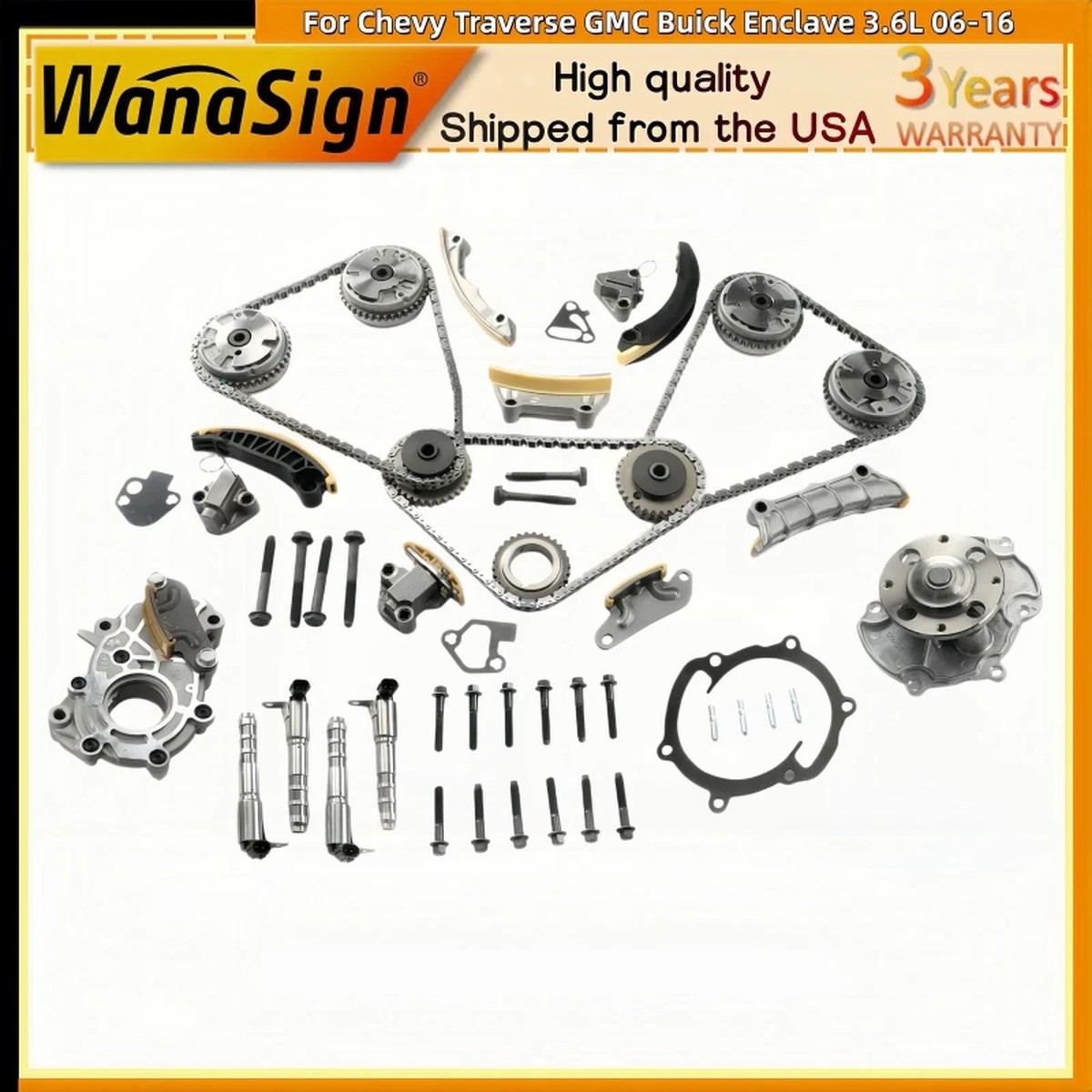 Complete Kit Timing Chain 4VVT Cam Phaser For GMC EQUINOX CTS SRX 3.0 3.6 06-16