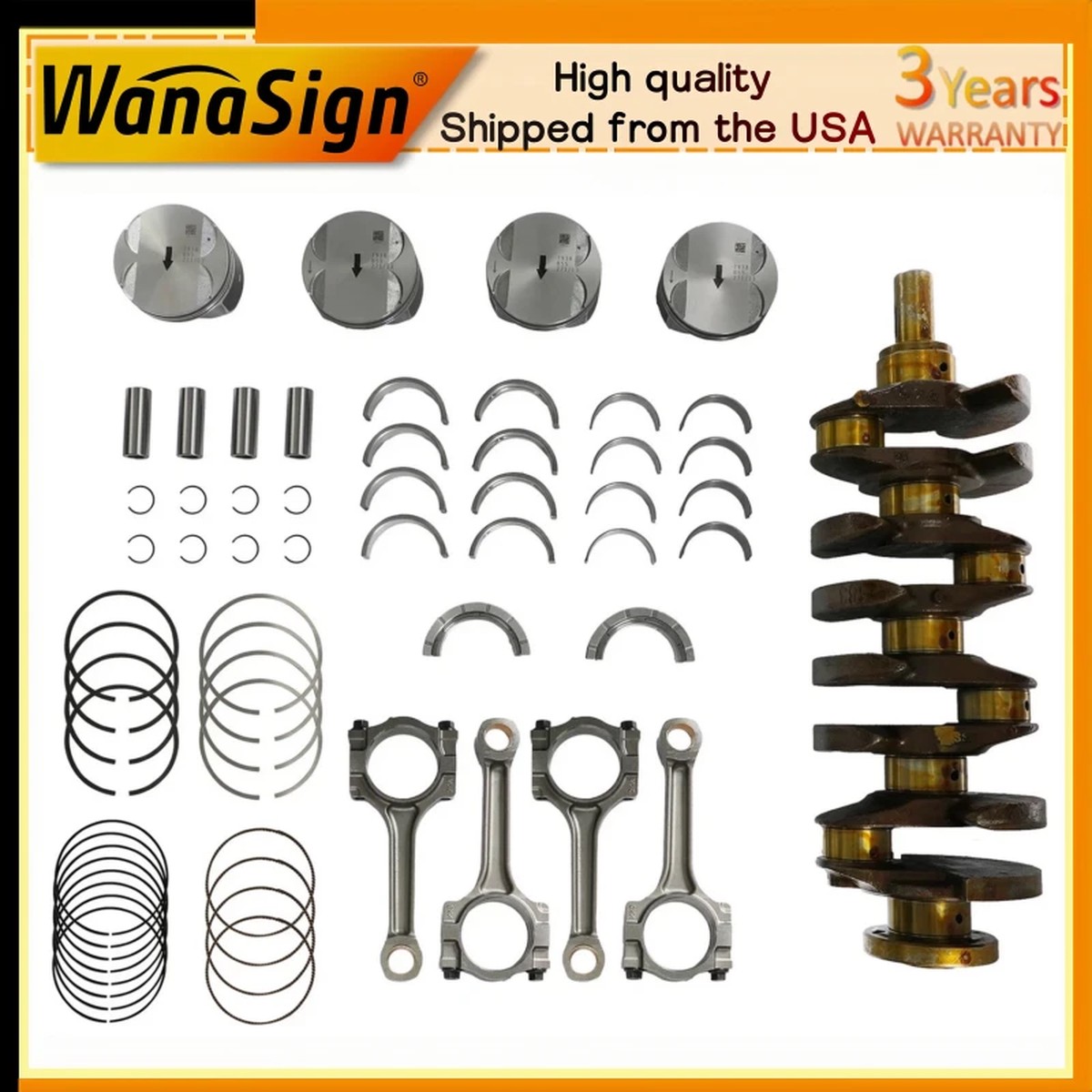 Engine Crankshaft Piston Kit Con Rod Bearing For 2011-2017 Chevy Buick GMC 2.4