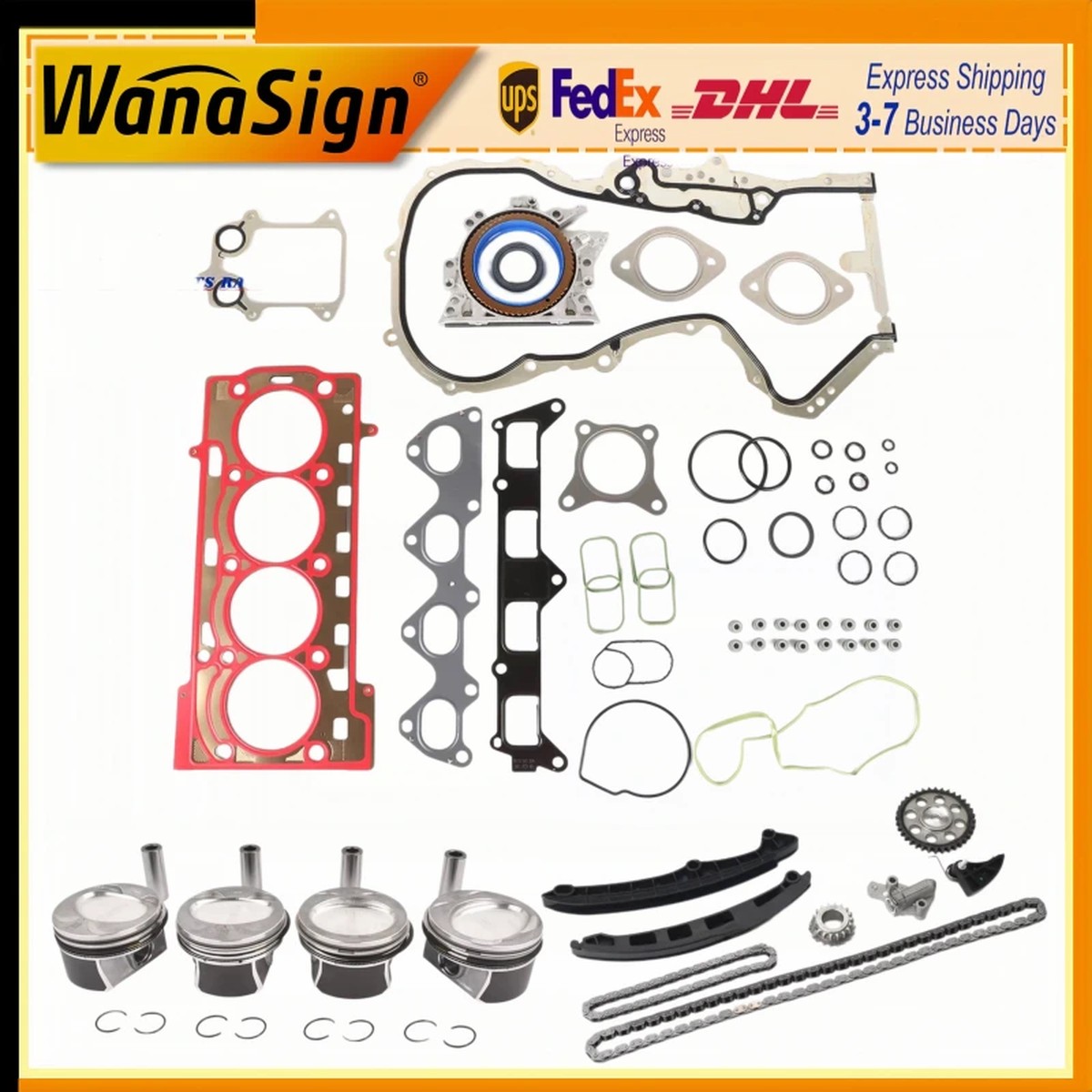 Engine Rebuild Kit/Timing chain/Pistons Rings For VW Jetta Audi A1 1.4T EA111