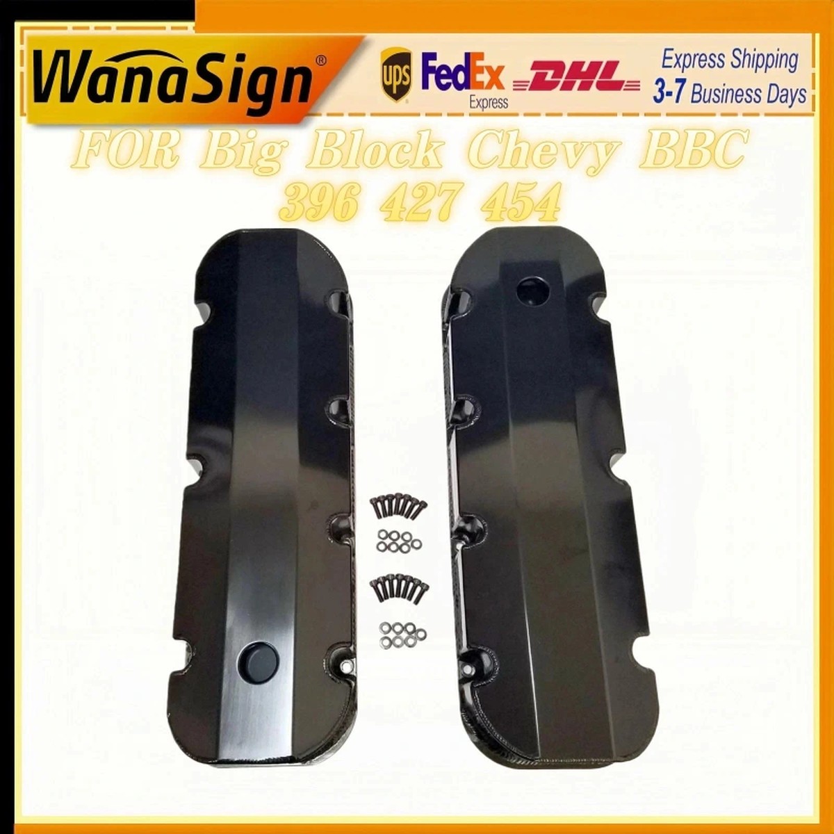 FABRICATED BLACK Aluminum Valve Cover TALL FOR Big Block Chevy BBC 396 427 454