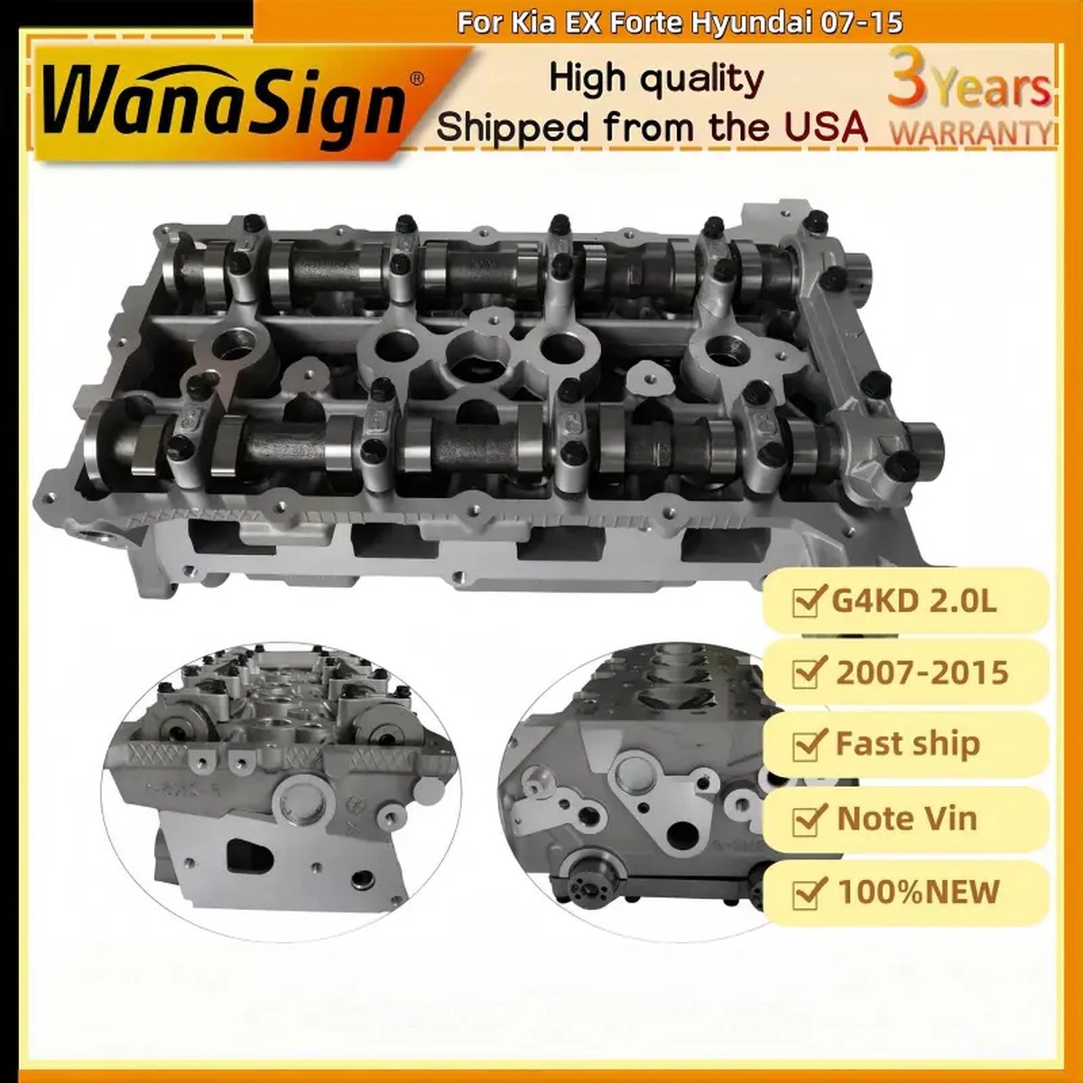 G4KD 2.0L Complete Engine Cylinder Head Assembly For Kia EX Forte Hyundai 07-15
