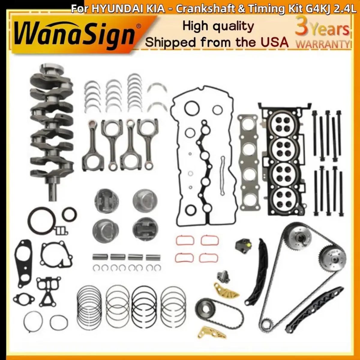 G4KJ 2.4L Engine Rebuild Overhaul Kit For HYUNDAI KIA  Crankshaft & Timing Kit
