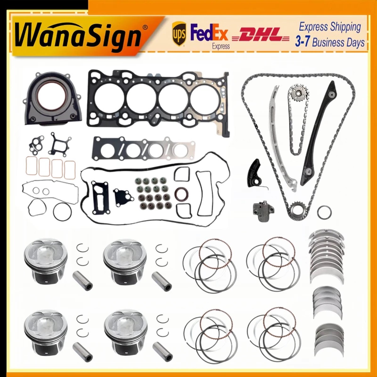 Head Gasket Set Piston Timing Chain For Land Rover Jaguar 204PT AJ200 2.0T 11-19