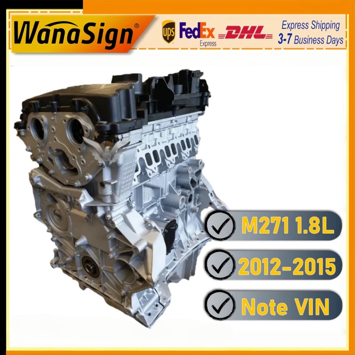 Long Block Engine Assembly For 2012-2015 Mercedes Benz C180 200 250 M271 1.8L