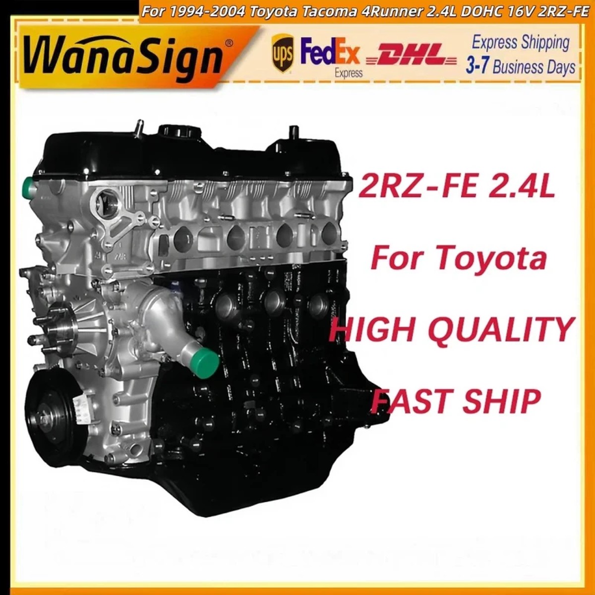 Long Block Engine Assembly For 94-04 Toyota Tacoma 4Runner 2RZ-FE 2.4L DOHC 16V