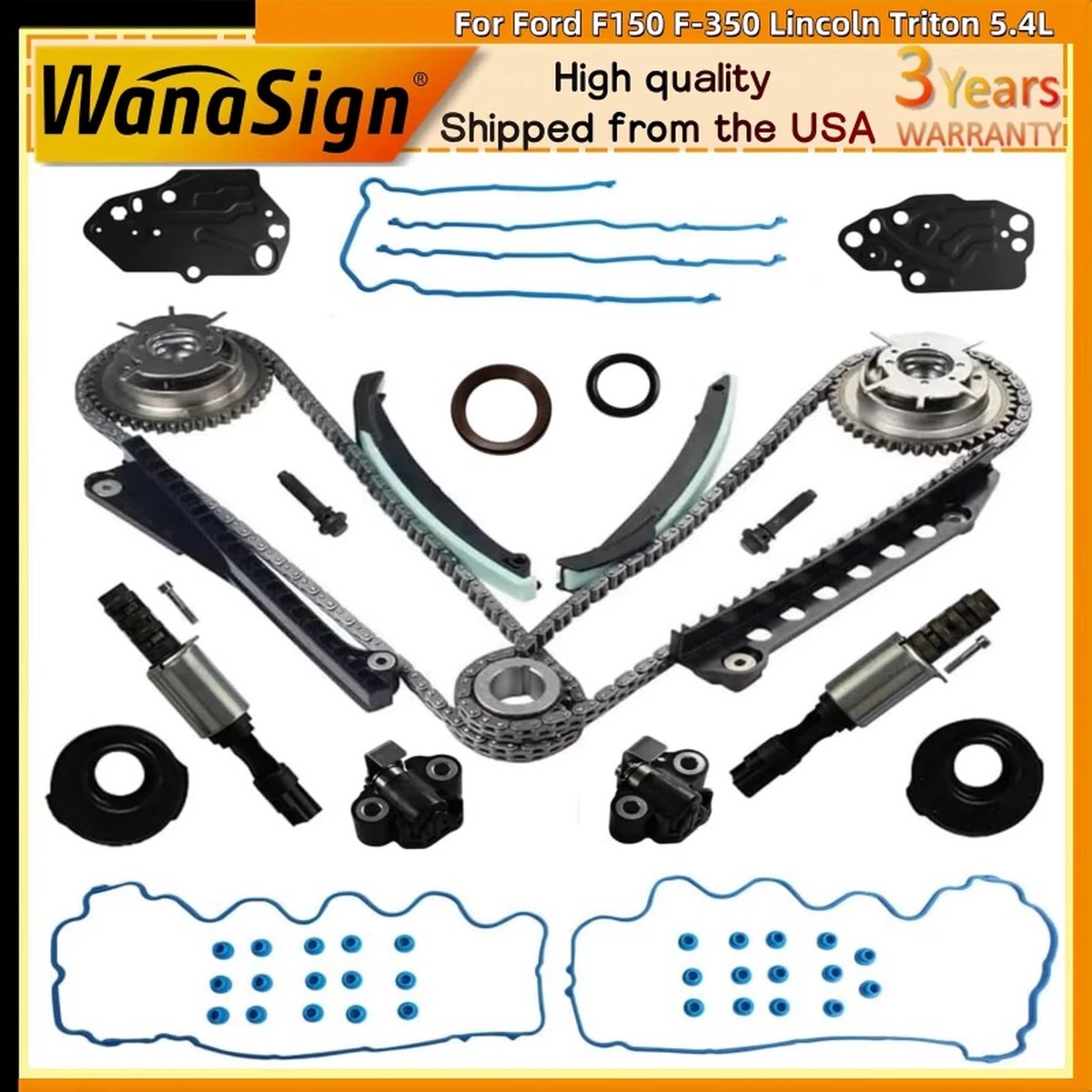 Timing Chain Kit Cam Phasers VVT Valves For 05-10 Ford F150 F-350 Lincoln 5.4L