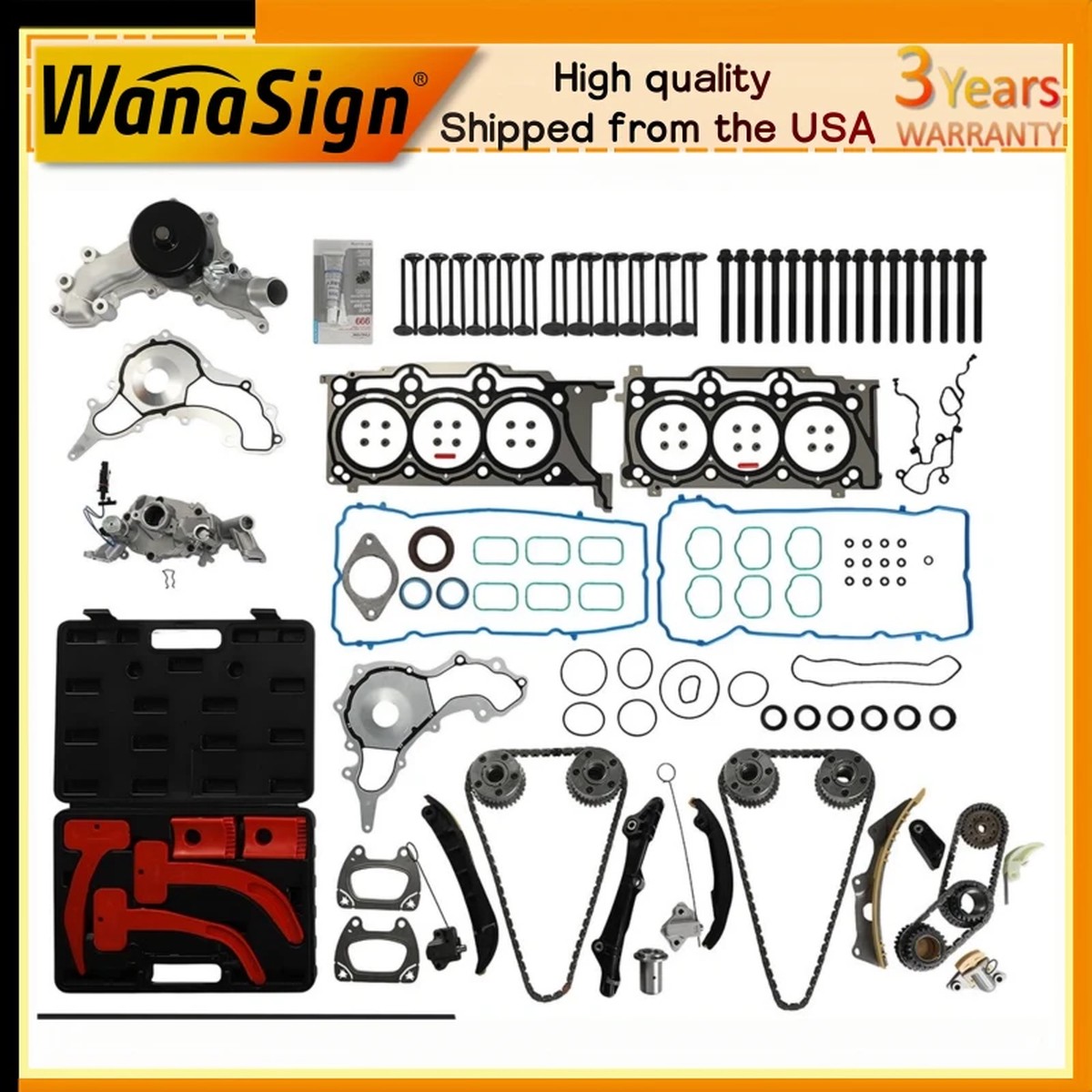 Timing Chain Kit w/ Timing Tools Head Gasket Pump For 11-15 Jeep Dodge 3.6L V6