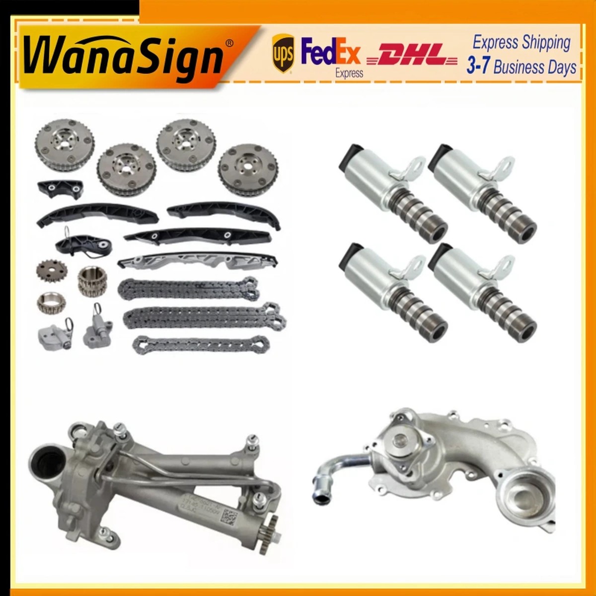 Timing Chain Kit W/VVT Oil & Water Pump For 2015-2019 Ford F-150 Fusion Edge 2.7