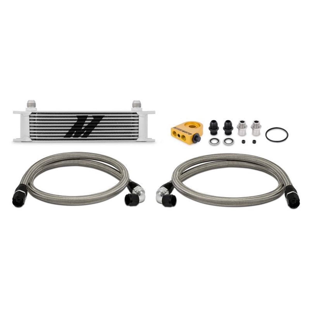 Universal Thermostatic Oil Cooler 10 Row Silver  MMOC-UT