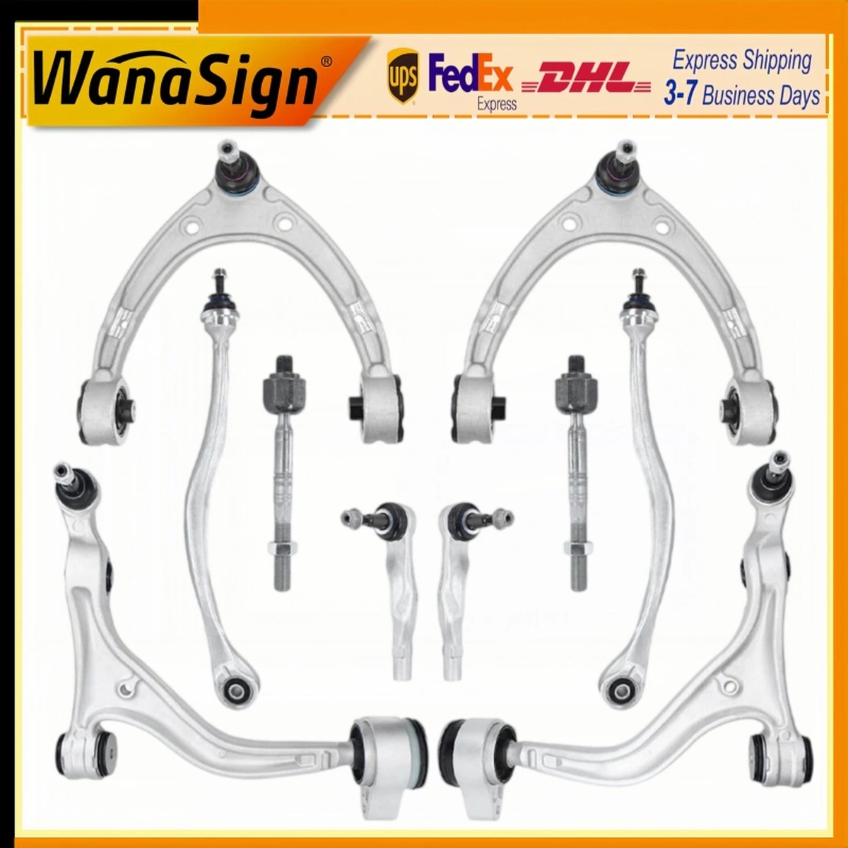 Wanasign 10PC Front Suspension Control Arm Tierods Kits For Porsche Panamera 2.9L 17-20